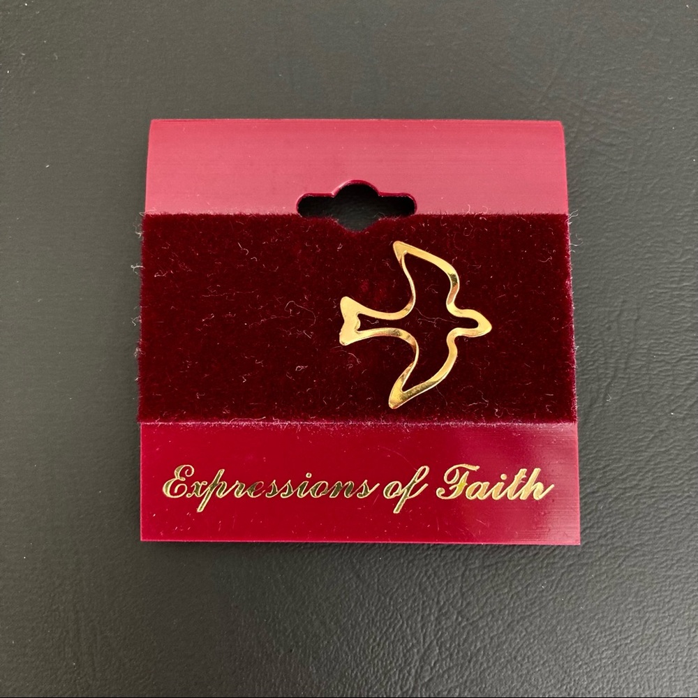 NWT Expressions of Faith Christian Religious Gold Tone Dove Pin